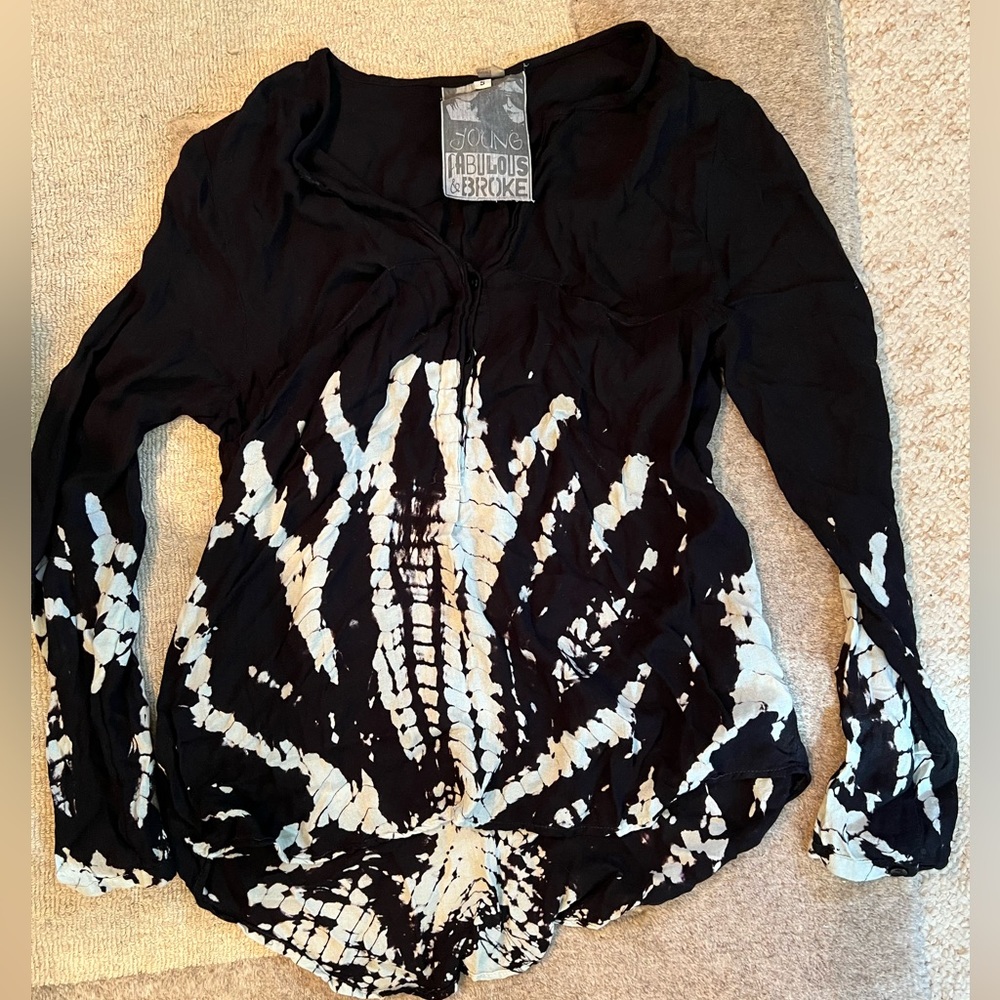 Young Fabulous and Broke Tie dye rayon top Size Small